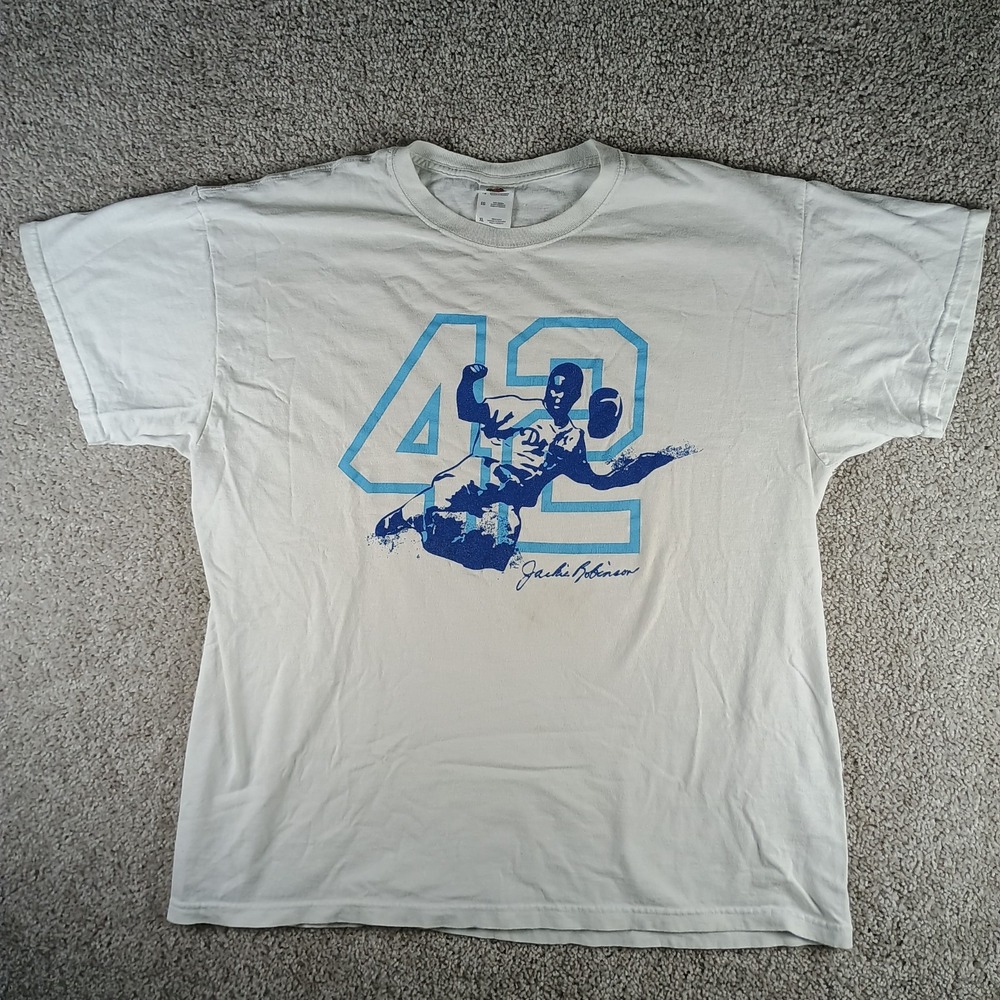 Vintage Jackie Robinson 42 Fruit Of The Loom T Shirt Mens XL Brooklyn Dodgers...